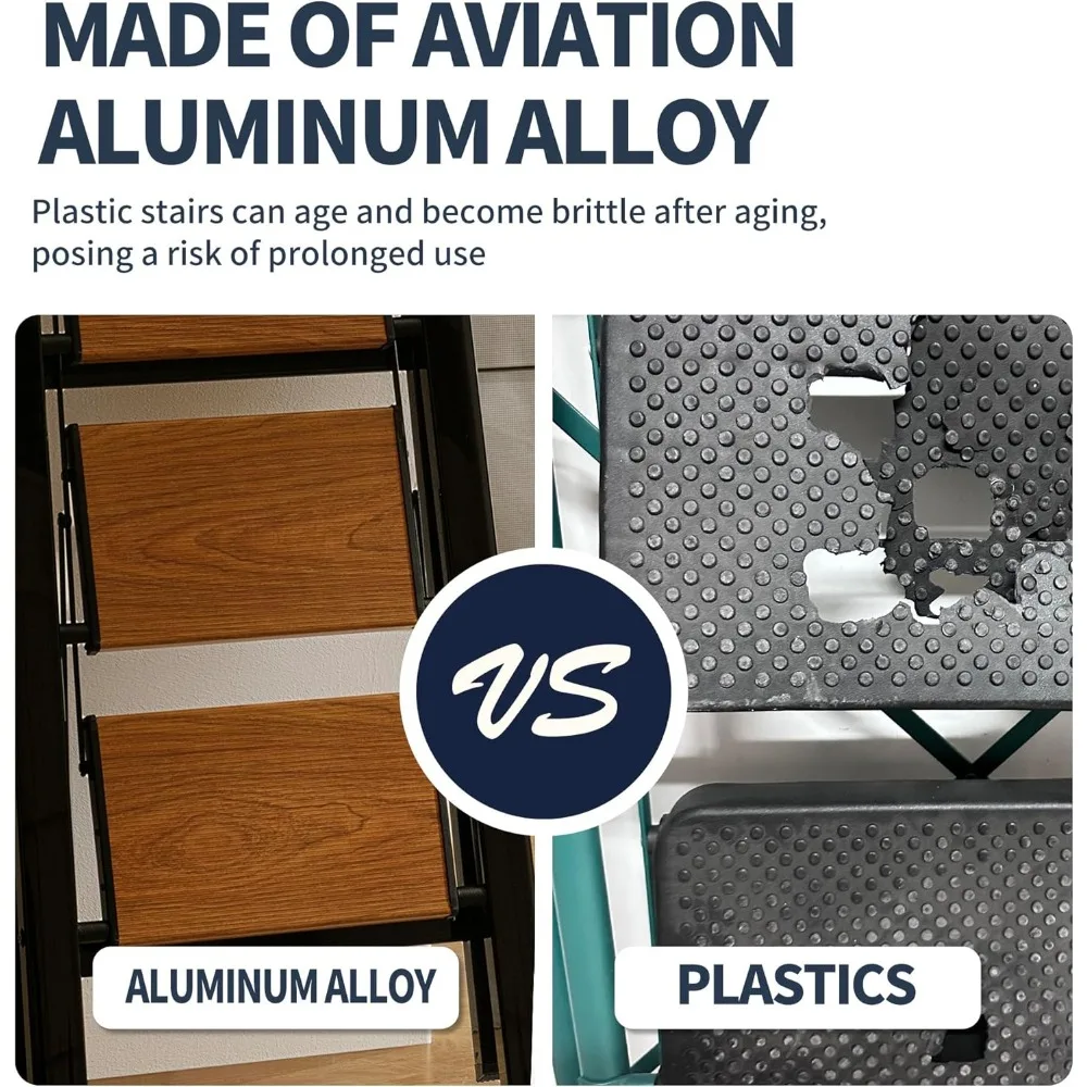 مقعد ألومنيوم قابل للطي مع دواسات واسعة ومقبض يدوي، سلم فولاذي بسعة 330 رطل للاستخدام المنزلي والمكتبي #5