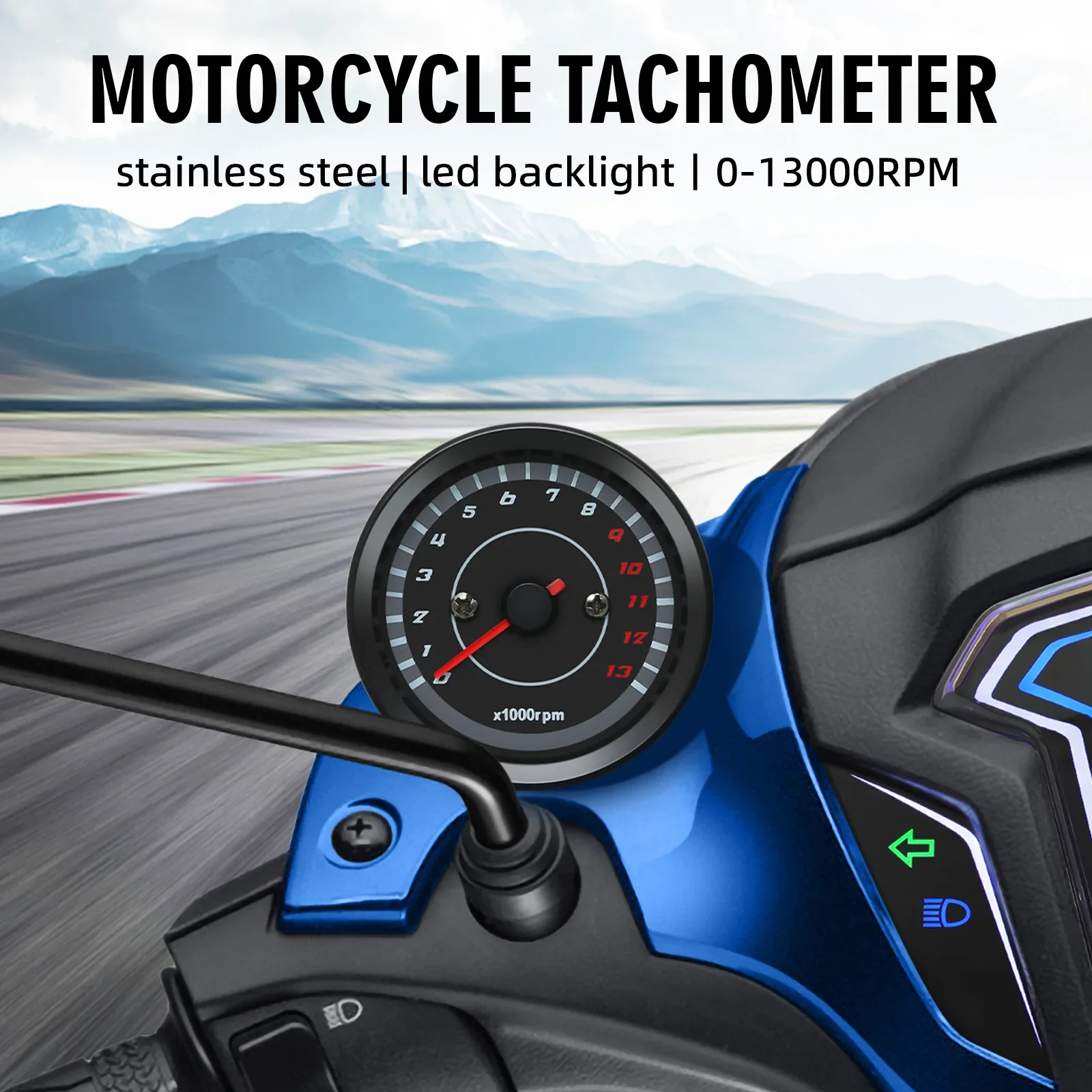 12 فولت دراجة نارية مقياس سرعة الدوران العالمي LED الإلكترونية تاش مقياس Motobike ملحقات الآلات الإلكترونية مقياس سرعة الدوران 13000 دورة في الدقيقة