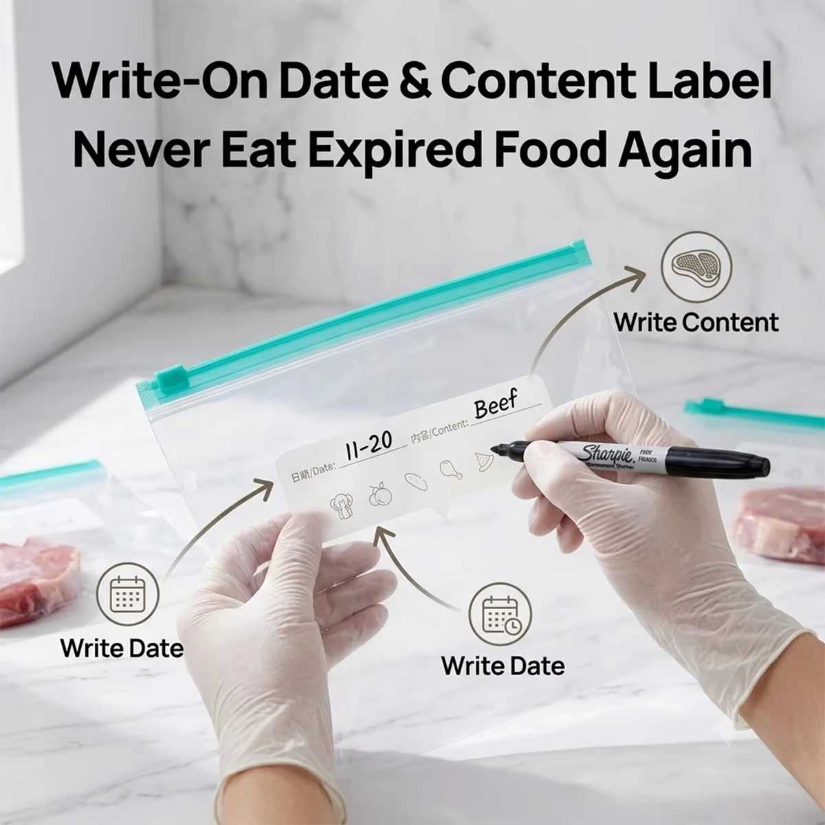 Zip Lock Food Storage Bags Thi - Food Storage Microwave Safe recension och pris