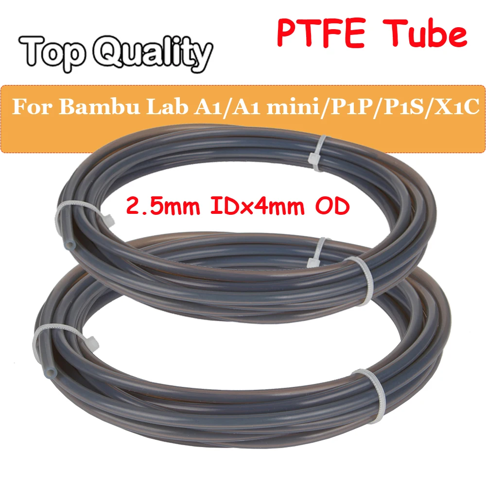 For Bambu Lab A1/A1 mini/P1P/P1S/X1C 2.5mm IDx4mm OD PTFE Tube Fits Direct Drive Extruder 3D Printer For Creality K1 Ender3 V3KE