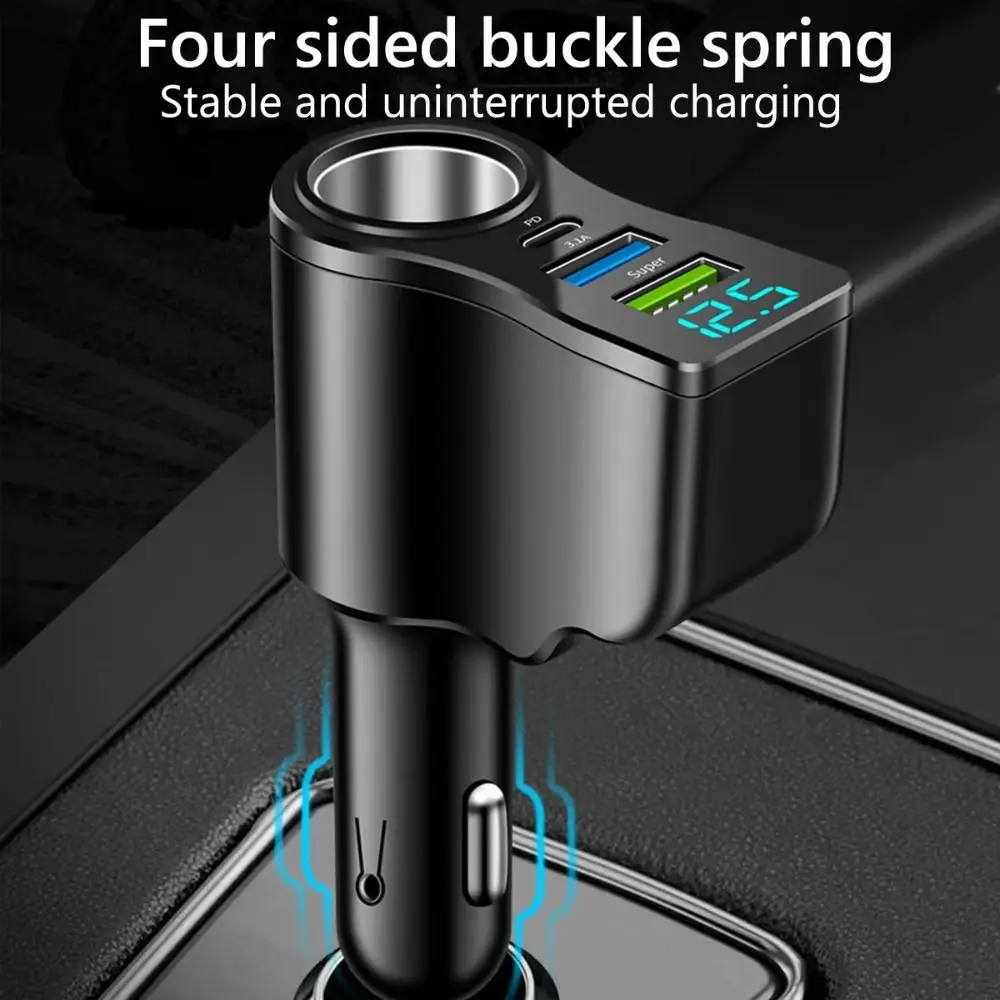 مريحة 4 في 1 المزدوج USB شاحن سيارة 66 واط شاحن سريع السيارات شاحن الهاتف العالمي USB و Type-C مهايئ شاحن سيارة السفر