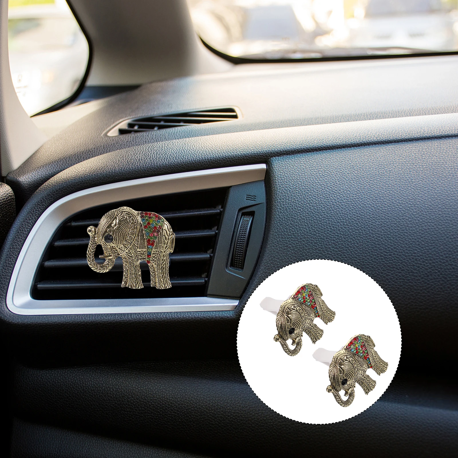 

Metal Car Vent Perfume Clip Aroma Diffuser Elephant Freshener Durable Rustproof Air Conditioning Odor Remover Car Office