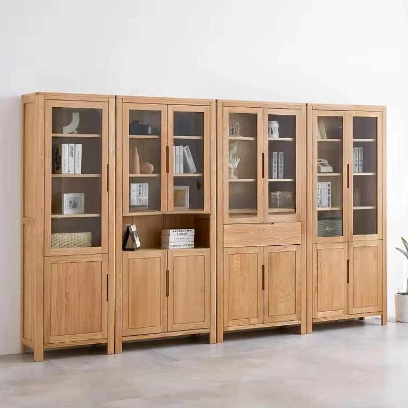 

Nordic simple modern solid wood glass door bookcase bookshelf