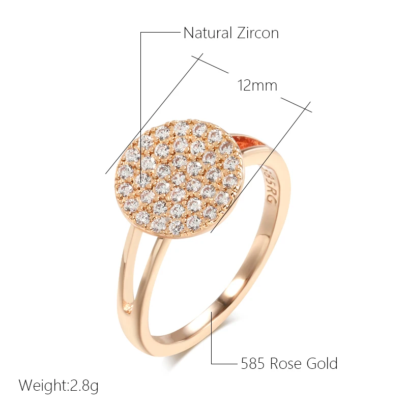 JULYDREAM Full Sparkling White Zircon Round Geometric Finger Rings for Women Wedding Accessories 585 Gold Color Trendy Jewelry