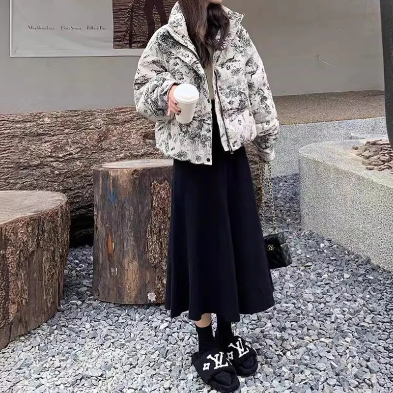 2025 New Style Unique and Super Good-looking Cotton-padded Clothes for Small People and Short Stylish Jacquard Thickened Jackets