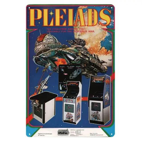 Pleiads Retro Arcade Video Game Metal Poster - 20x30cm (8x12 inch) sign