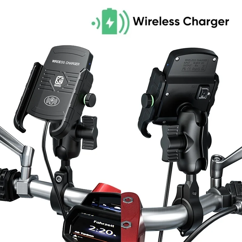 Motorcycle Phone Holder for Moto Motorbike Mirror Mobile Stand Support Charger Wireless Charging 1\