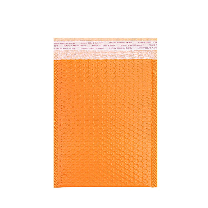 100Pcs 7 Sizes Bubble Mailers Orange Poly Packaging Bags for Business Waterproof Padded Envelope Jewelry/Gift Shipping Bag Pouch