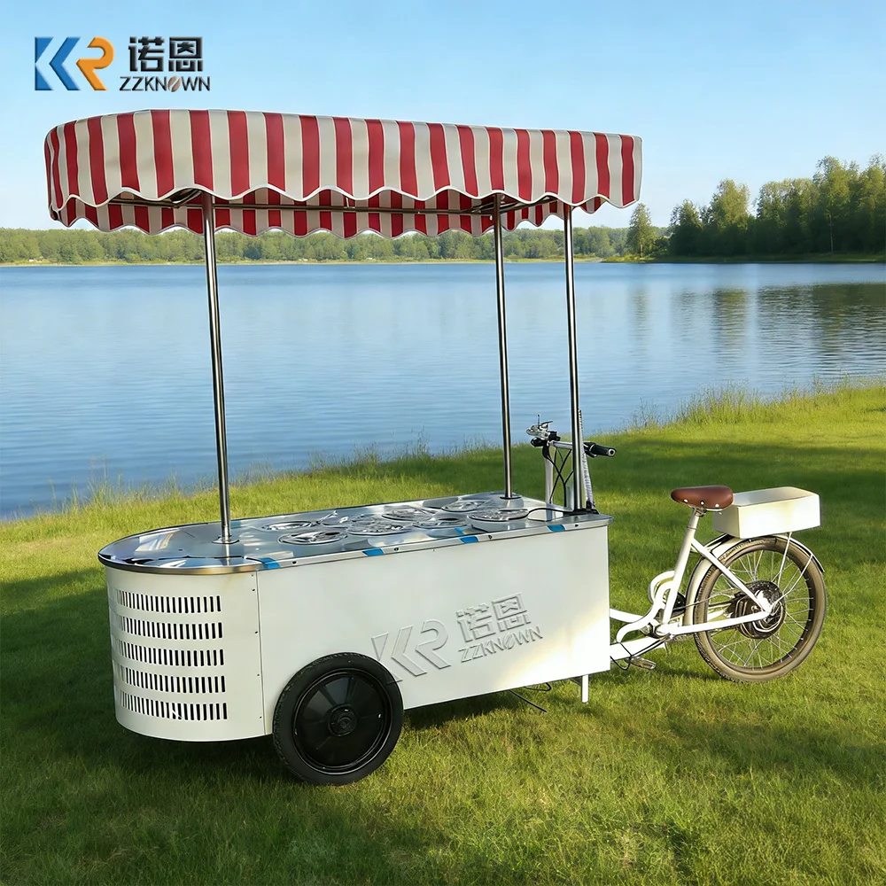 Portable Ice Cream Cart Premium Dessert Kiosk Snack Coffee Street Summer Outdoor Dessert Push Cart For Sale