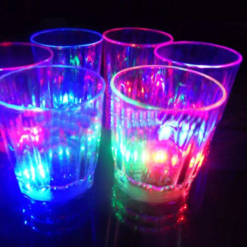 50ml LED Flashing Cups Fun Beer Wine Drinking Transparent Plastic Mug Blinking Glowing Barware for Bar Night Club Birthday Party