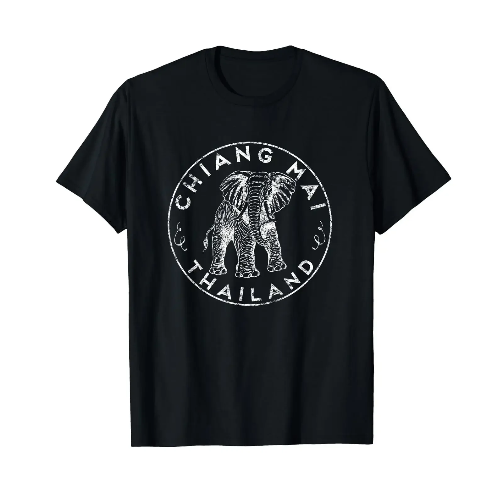 Chiang Mai Thailand Elephant Exotic Thai Digital Nomad T Shirt vintage Washed Soft Casual Versatile Top For Everyday Wear