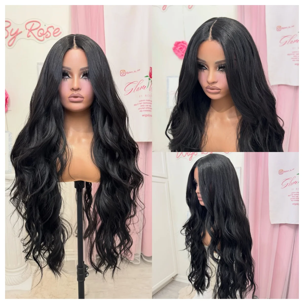 

Natural Black Deep Wave Synthetic Wig HD Lace Front Glueless High Density 13x4 with Natural Hairline for Women