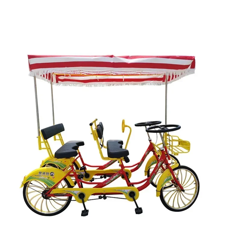 Family Fun Touring Pedal 4 wheel Bicycles 4 Person Surrey Bike/Quadricycle/4 Person Tandem Bike for rental