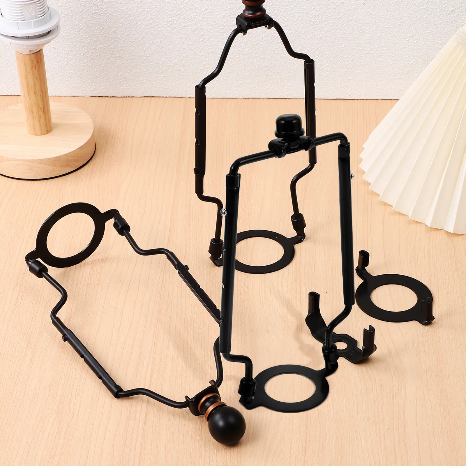 1Set Lamp Shade Harp Adjustable Holder Frame Replacement Parts DIY Lamp Finial Repair Kit Replacement Parts for Lamps