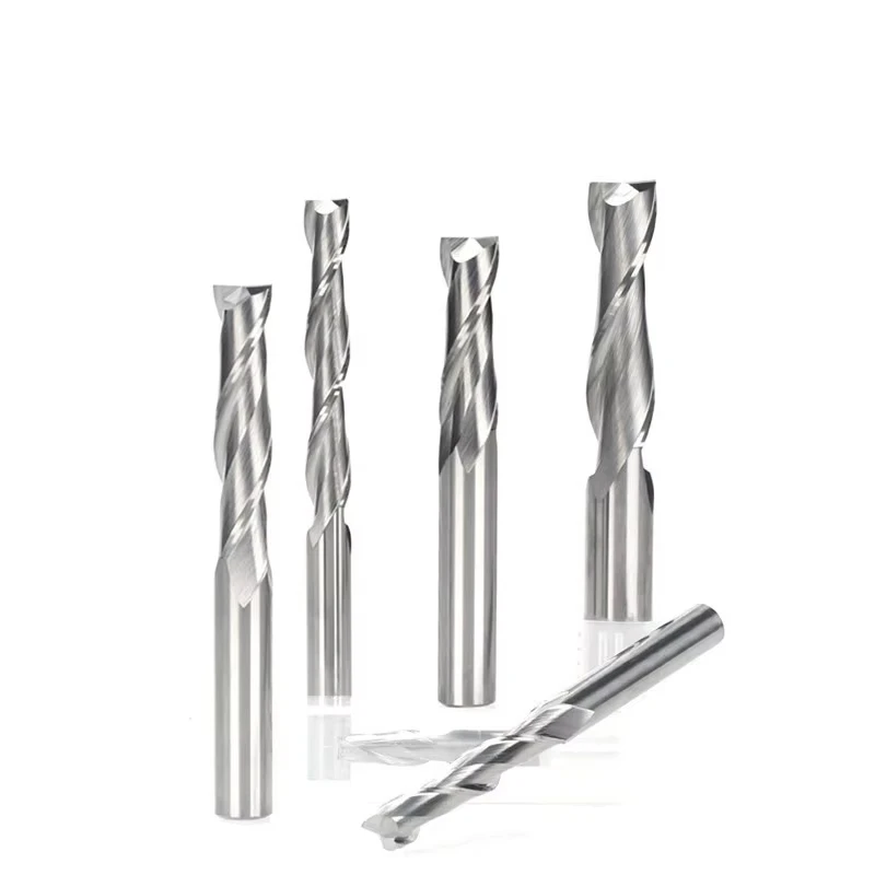 HAMPTON Sprial Milling Cutter 2 Flute Flat Bottom End Mill 3.175 4 6 8 10 12mm Shank Carbide CNC Router Bits Woodworking Tool