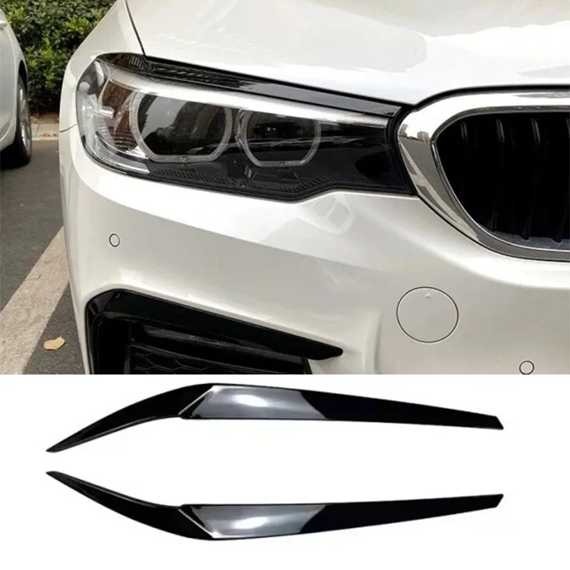 

Car Front Headlight Eyebrows Eyelids for BMW 5 Series G30 2017-2020 Eyelash Head Light Lamp Stickers Trims