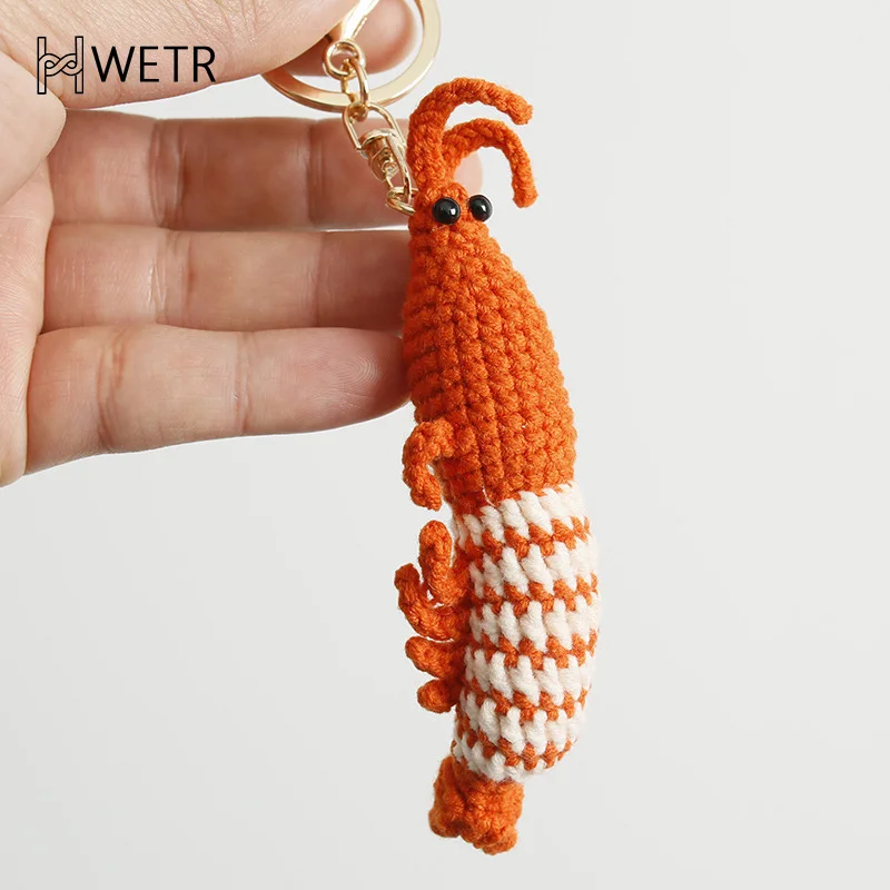 

Милая сумка с креветками, очаровательный брелок с героями мультфильмов, мини-вязаный автомобильный брелок ручной работы, креативная новинка, рюкзак, сумка, кулон, подарок