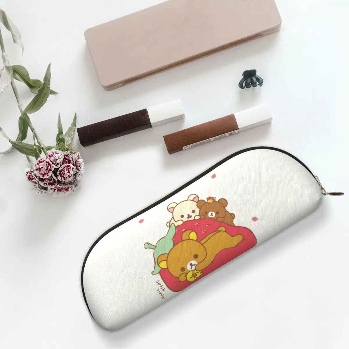 

Rilakkuma Sakura Pencil Case Pencil Pouch Storage Stationery Supplies Large Capacity Pen Box Pencil Bag for Students Gifts
