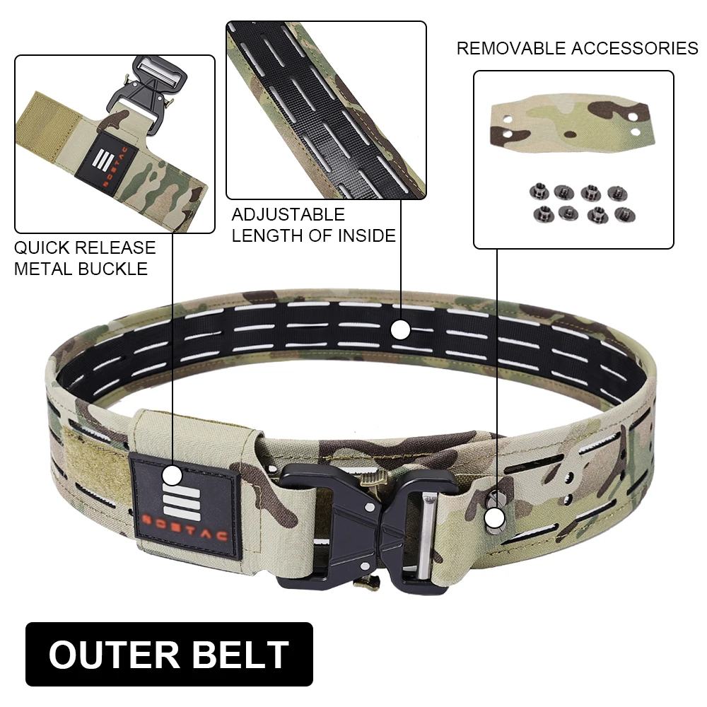 SINAIRSOFT Tactical Belt Quick Release Metal Buckle Laser MOLLE Mens Multi-camo Belts Hunting clothing Accessories