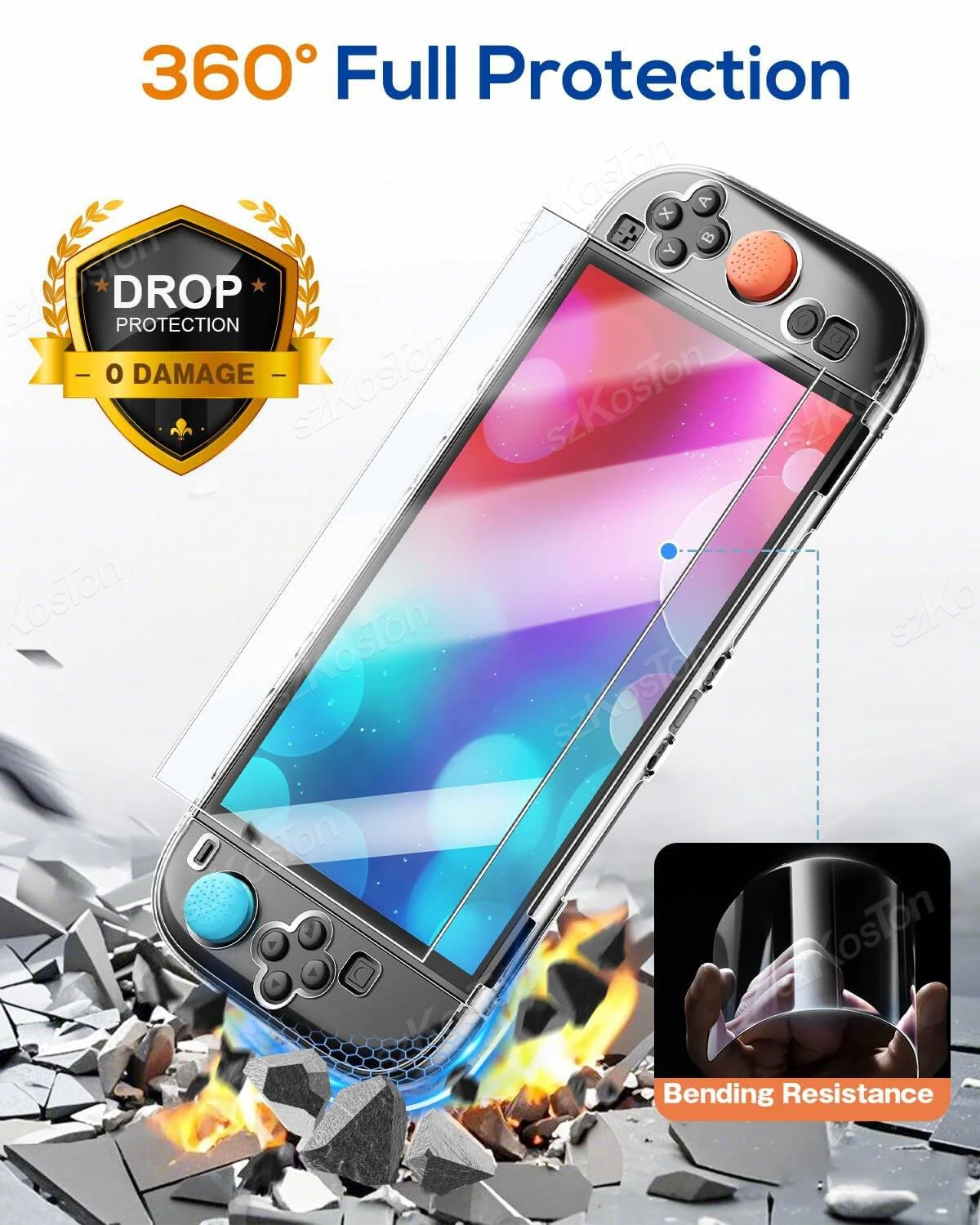 16 in 1 Gaming Accessories Set for Switch 2 Game Consoles Carrying Case+Screen Protector+Thump Grips+Dust Plug+Protective Shell