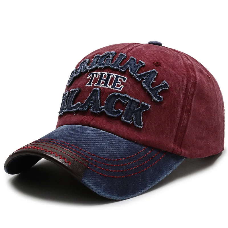 Men's Retro Washed Cloth Alphabet Baseball Cap Curved Brim Old Cap Spring and Autumn Outdoor Sports Women's Sun Hat