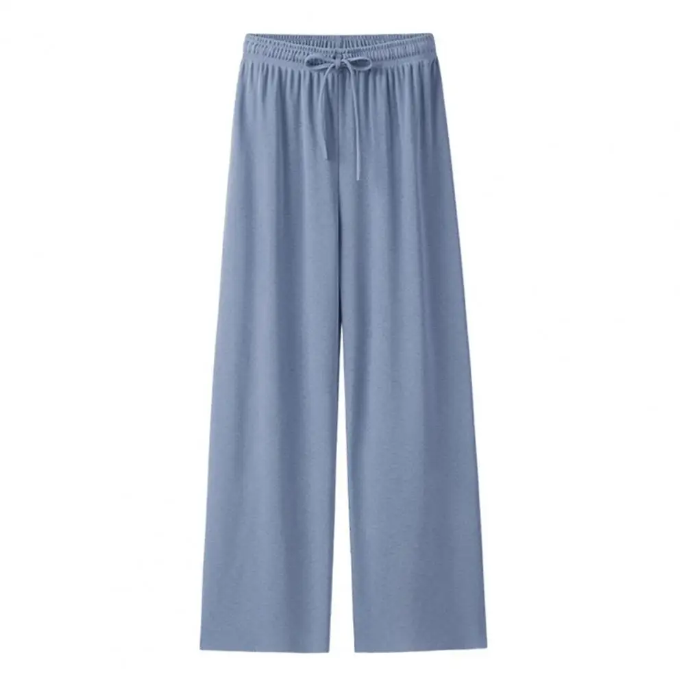 

Women High-waist Wide-leg Pants Ice Silk Fabric Pants Stylish Women's Summer Casual Pants with Elastic for Fashionable