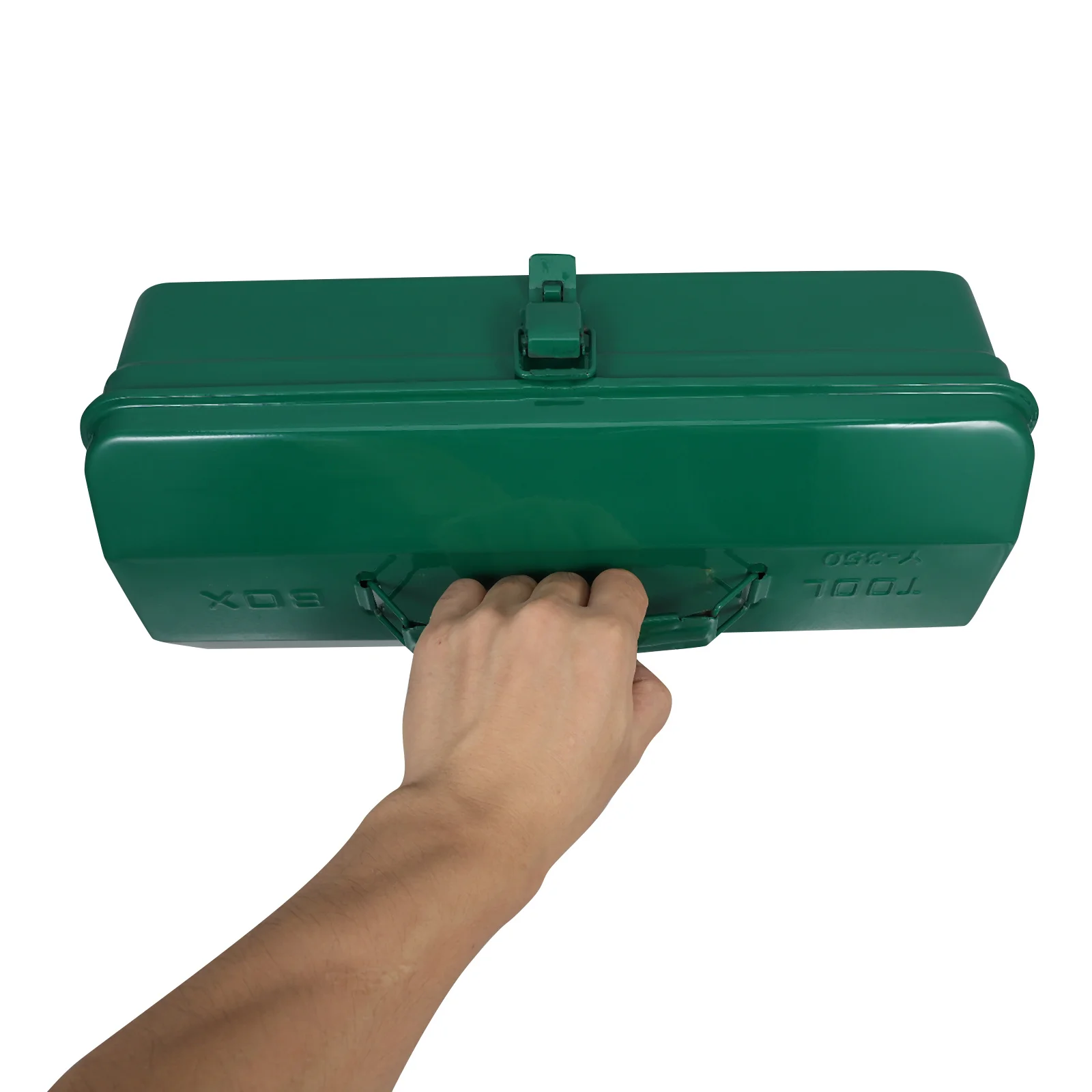 Cassetta degli attrezzi verde Organizzatore di archiviazione portatile in metallo Durevole compatto portatile fai da te professionale per uso domestico in auto Cassetta degli attrezzi verde