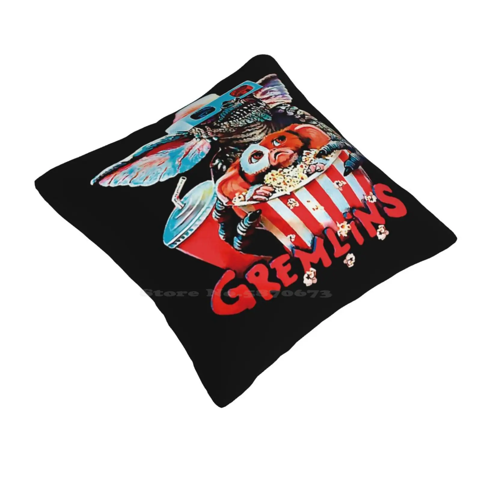 Gremlins Pillow Cover Hug Pillowcase Gremlins Cinema Movies 80S Classic Popcorn 3D Nineties Decade Culture Extraterrestrial Ufo