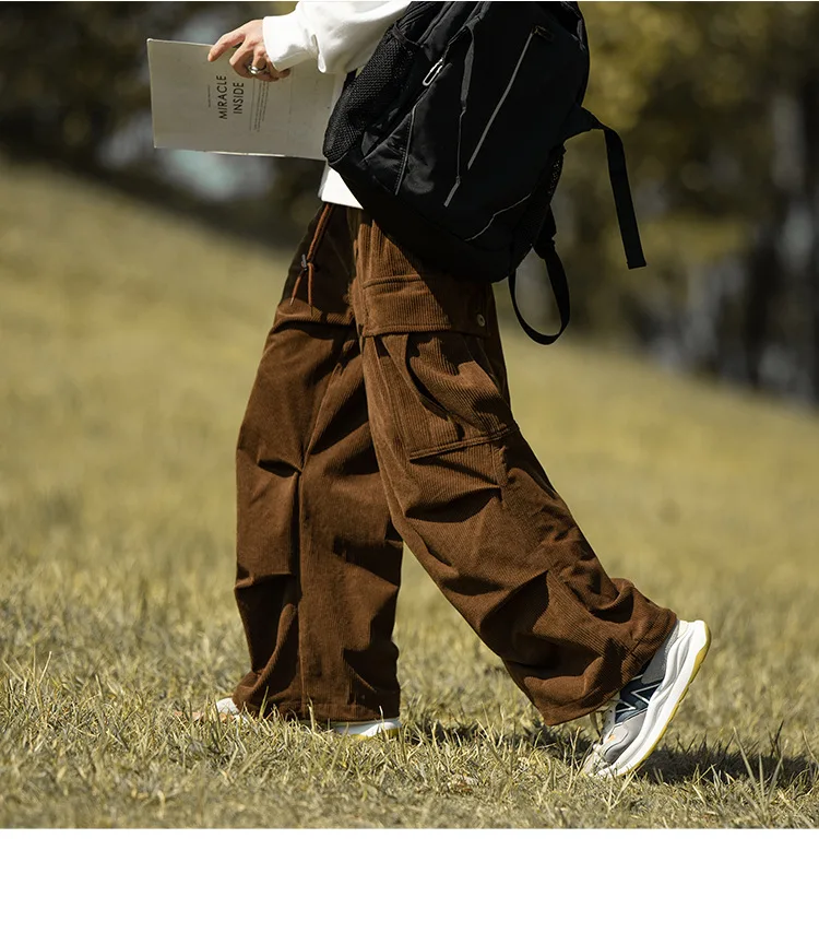 

Men's Corduroy multi-pocket Cargo Pants Street Hip Hop Harajuku Casual Pants Spring / Autumn Outdoors Men Mountaineering Pants