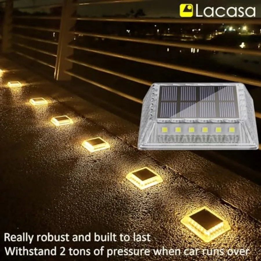Solar Deck Lights 30LM LED Dock Lights Warm White 2700K Outdoor Solar Powered Step Lights Light up All Night IP68 Waterproof Au