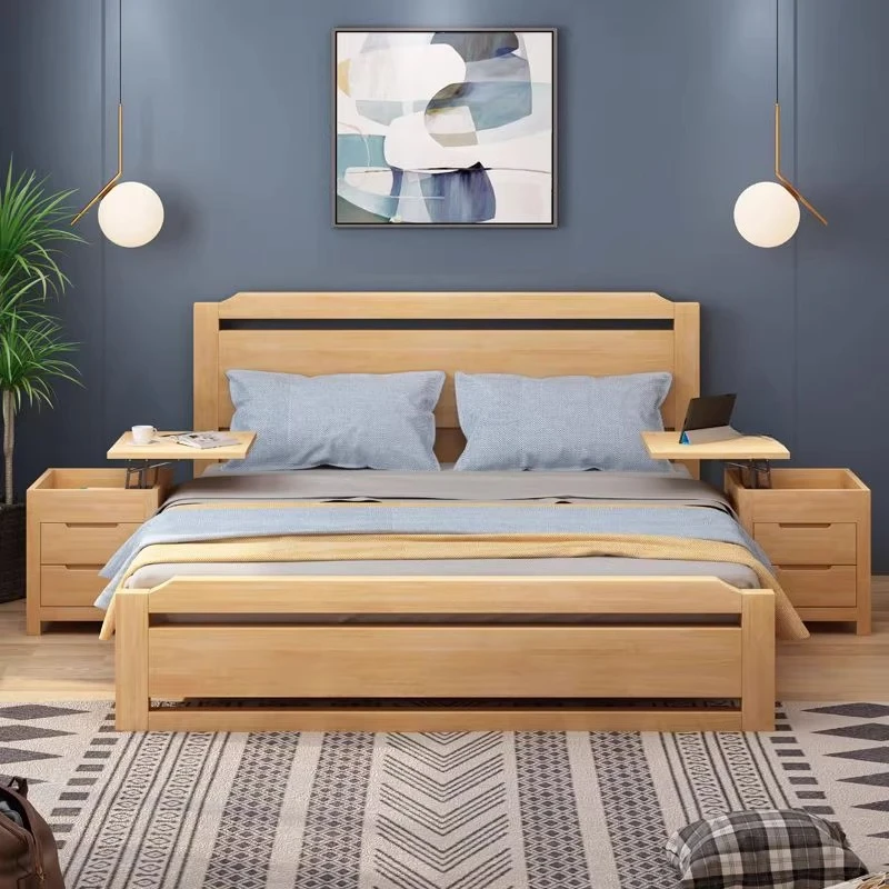 Hidden bedside table All solid wood bedside table Simple modern storage cabinet Nordic locker Bedroom multi-functional cabinet