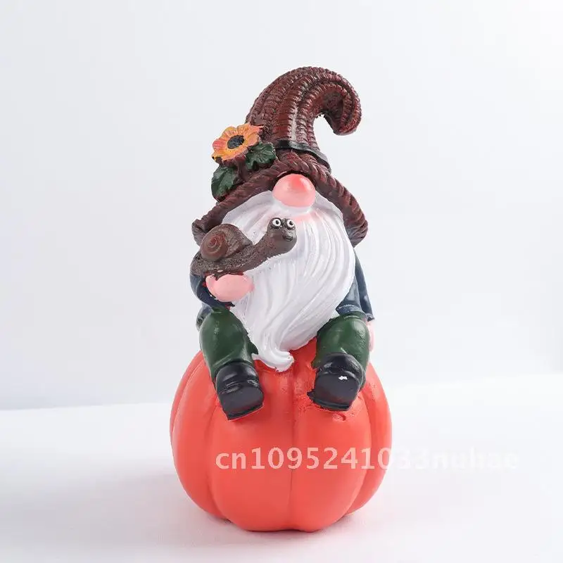 New Halloween Harvest Festival Handmade Resin Crafts Pumpkin Couple Statue Home Decorations