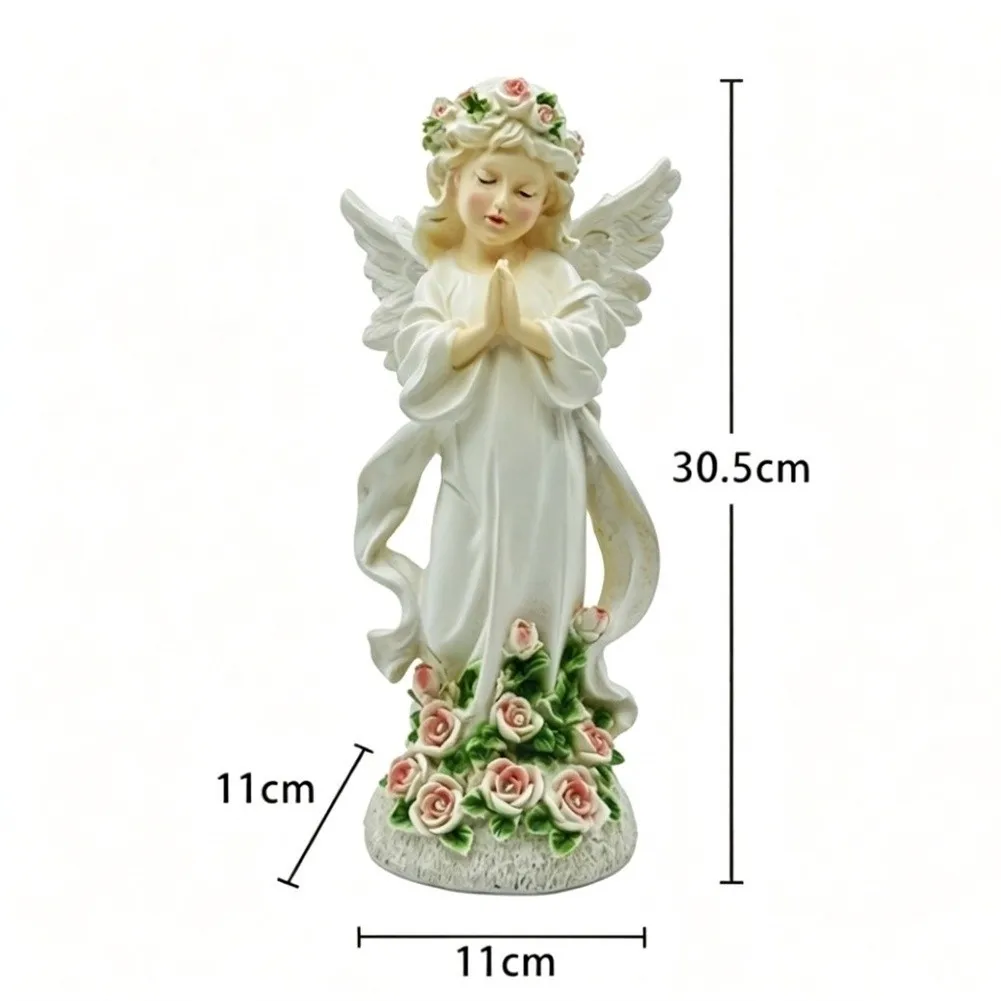 for LED for Solar Angel Lamp Outdoor Garden for Light Resin Construction 30.5 cm x 11 cm White for Patios Yards and Pathways
