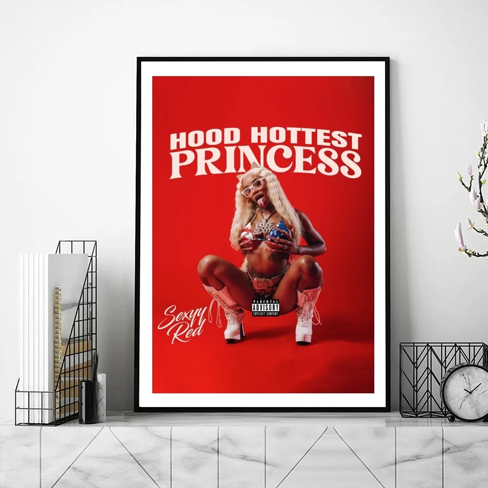 Sexyy Red Hood Hottest Princess Poster Gallery Prints Self Adhesive Home Decor Decoration Wall Decals Living Room Sticker