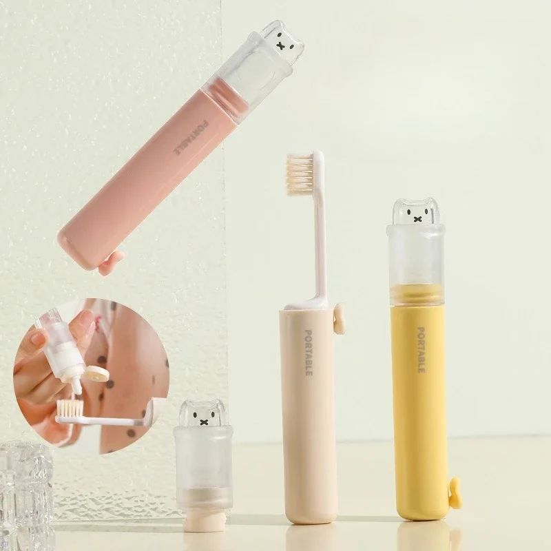 

Портативный дорожный набор зубных щеток для деловых поездок, мини-многофункциональная складная зубная паста с мягкой щетиной, маленькие принадлежности для ванной комнаты