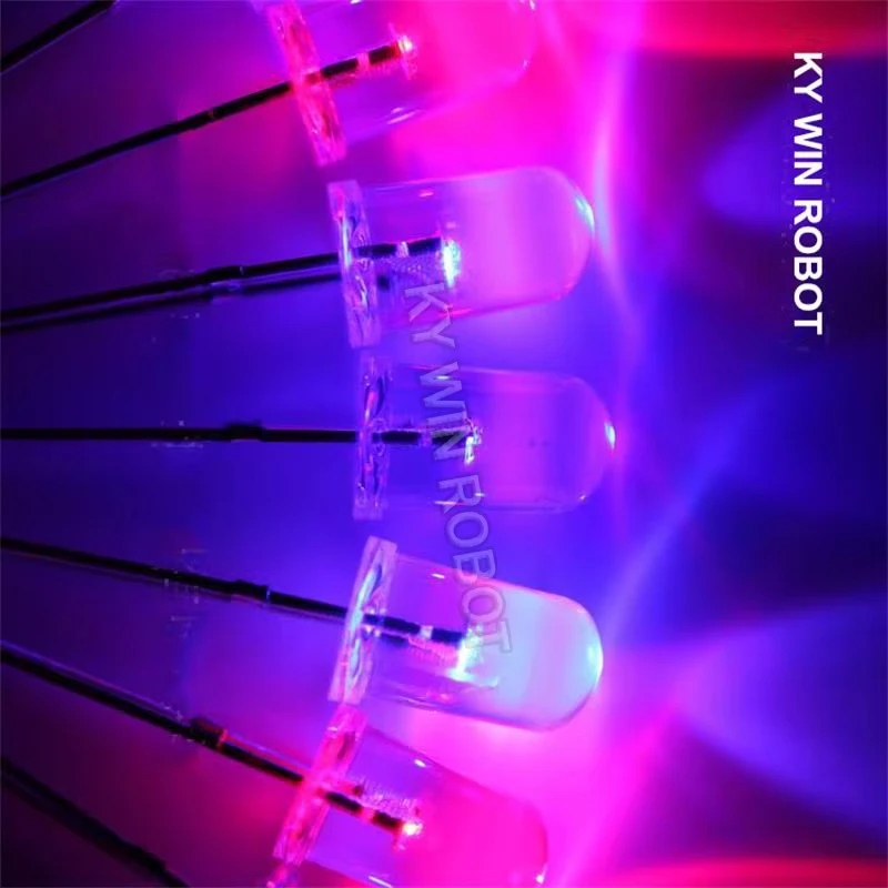 50pcs/lot F5 5mm Flash Red Blue Bi-Color Light-Emitting-Diode Automatic Flashing LED Flash Control Blinking 5 mm LED Diode DIY