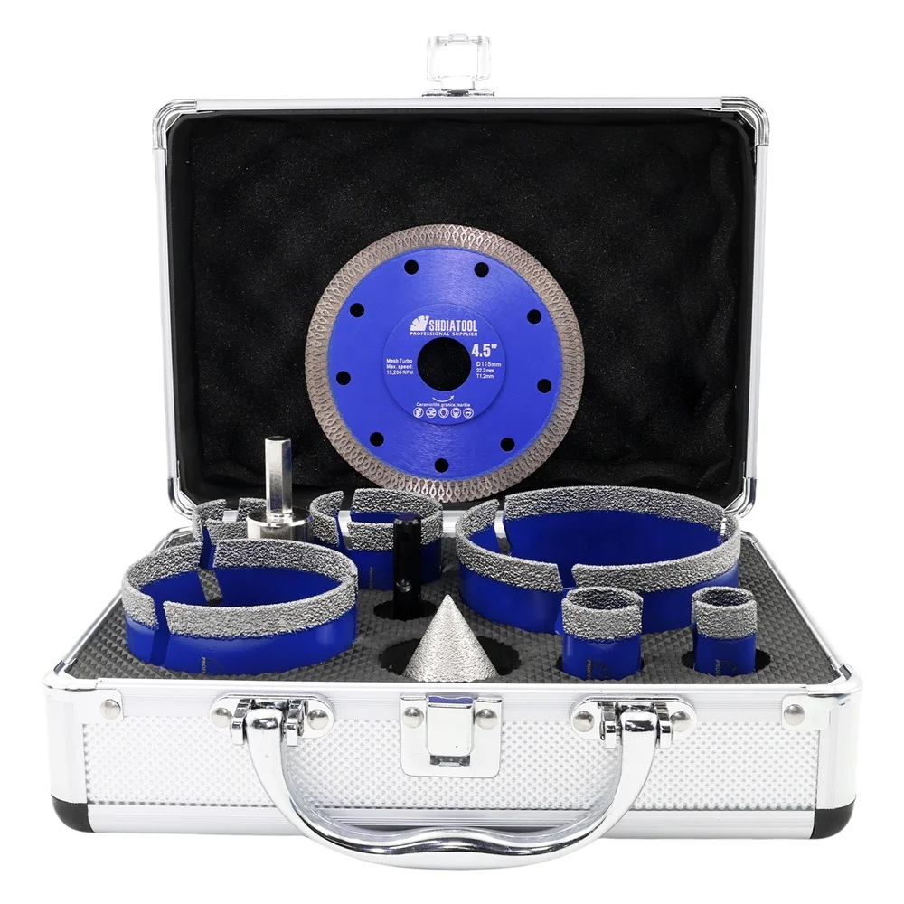 

10PCS Diamond Core Drill Bit Chamfer Saw Blade Set for Stone Porcelain Granite Tile Marble Brazed 20-100mm Dry Diamond Hole Saw