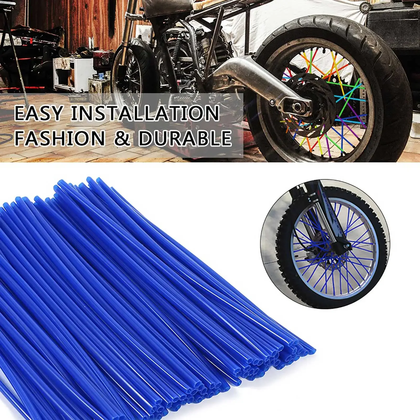 Wheel Spoke Protector Motocross Rims Skins Off Road Motorcycle Guard Wraps Kit Multiple Colors Available