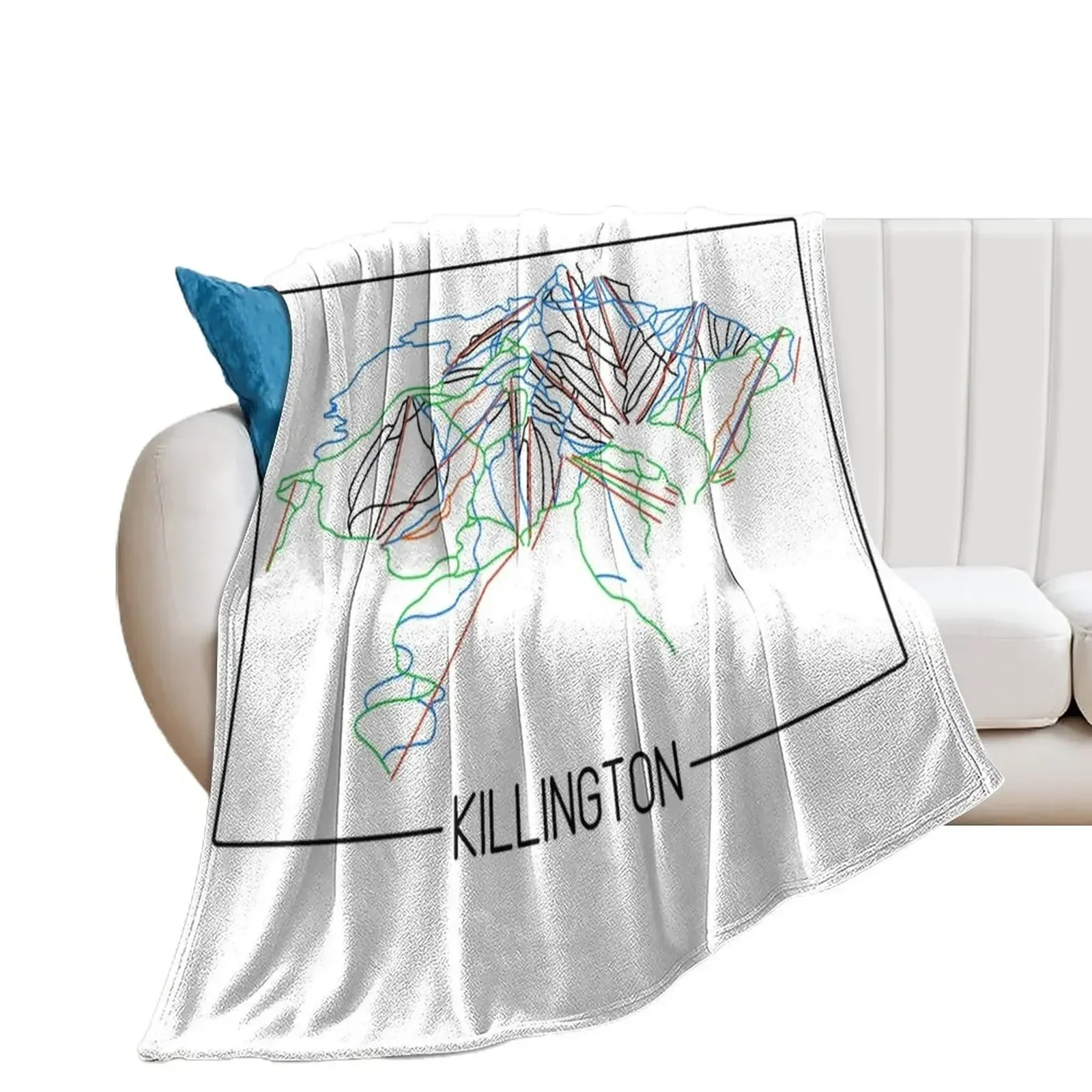 

Killington Trail Rating Map Throw Blanket Furry Luxury Brand Soft Plaid Blankets