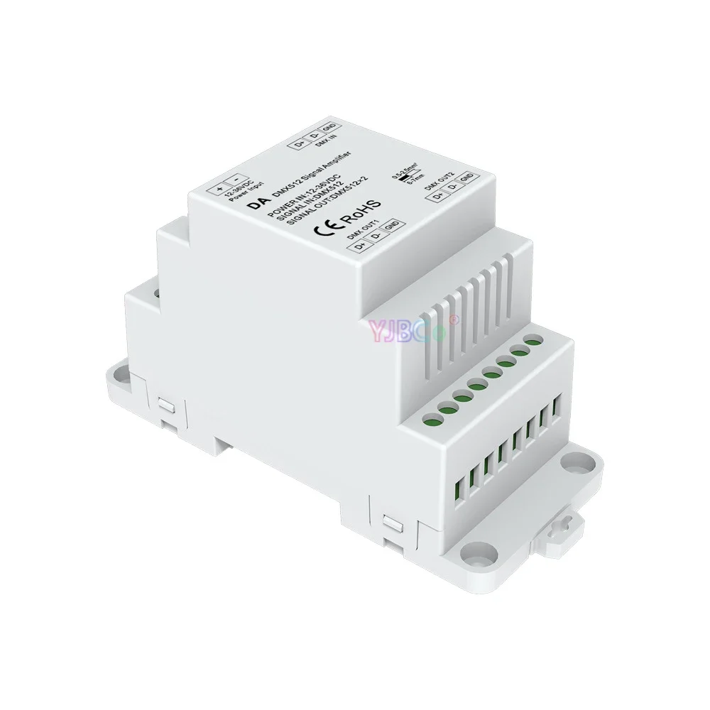 DA Din Rail DMX Amplifier 12V 24V 36V DC 2 Channel DA-L 512 Signal Amplifier for RGBW LED Strip Light 2CH DMX512 Signal Extender