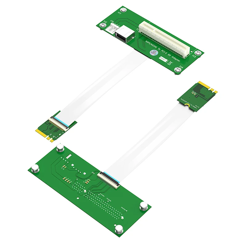 

NGFF M.2 Key A+E to PCI Express X8 Riser Card Adapter with High Speed FPC Extension Cable USB 2.0 Port 4Pin Power Supply for PC