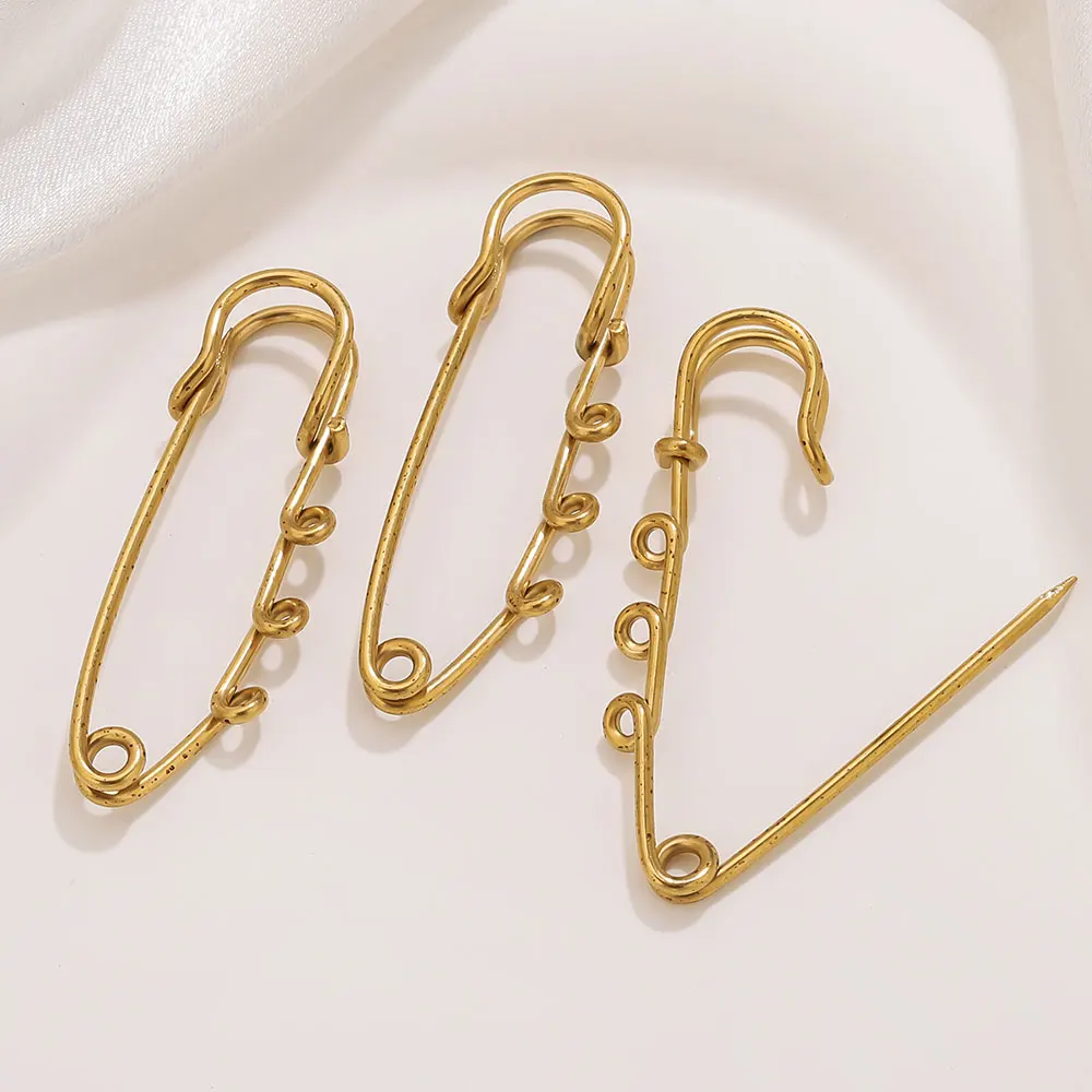 

5pcs Large Safety Stainless Steel Pin Brooch 18K Gold Plated 50 Mm Pins Jewelry Making Supplies for DIY Clothes Sewing Brooch