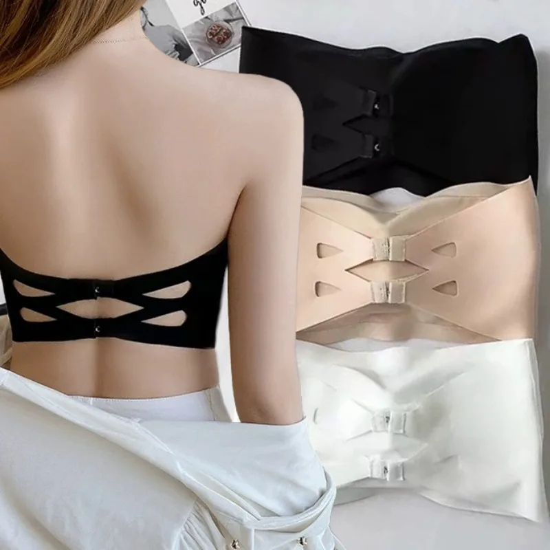 Sexy Seamless Bra Summer Women Girls Solid Color Ice Silk Underwears Breathable Invisible Strapless Tube Tops Fashion Accessory