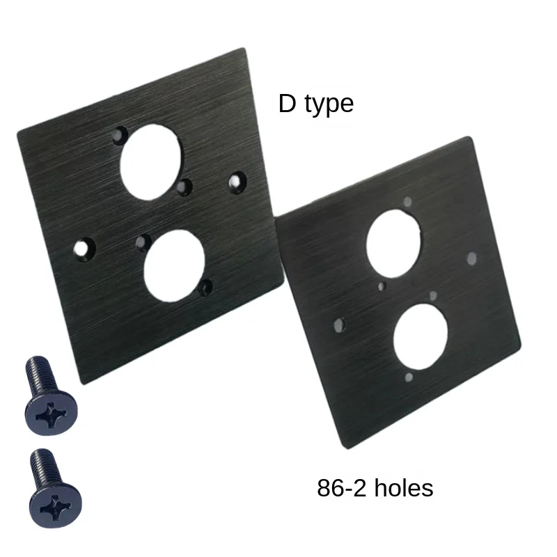 D-type 86 type 86MM brushed metal panel, 1-hole, 2-hole, 3-hole, 4-hole with screw hole, wall mounted, black and white