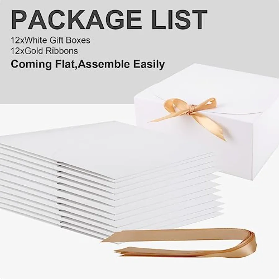 Confezione da 12 scatole regalo bianche con coperchi Scatole regalo con coperchi Scatola per proposta di damigella d'onore sfusa con scatole regalo a nastro per compleanni di nozze