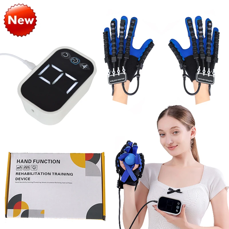 Protable Rehabilitation Robot Gloves Stroke Hemiplegia Cerebral Training Finger Exerciser Hand Function Recove White/Black