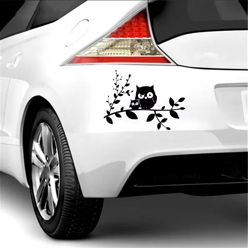 19.5 * 15cm owl tree branch design, car window bumper, motorcycle accessories decoration, vinyl cover, scratch, car sticker