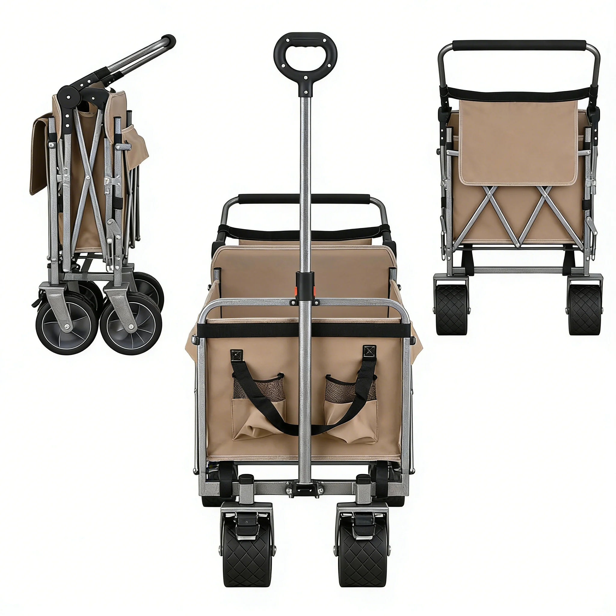 

High Quality Extra Long Collapsible Camping Wagon Durable Utility Cart with Anti Slip Wheels for Garden Tasks