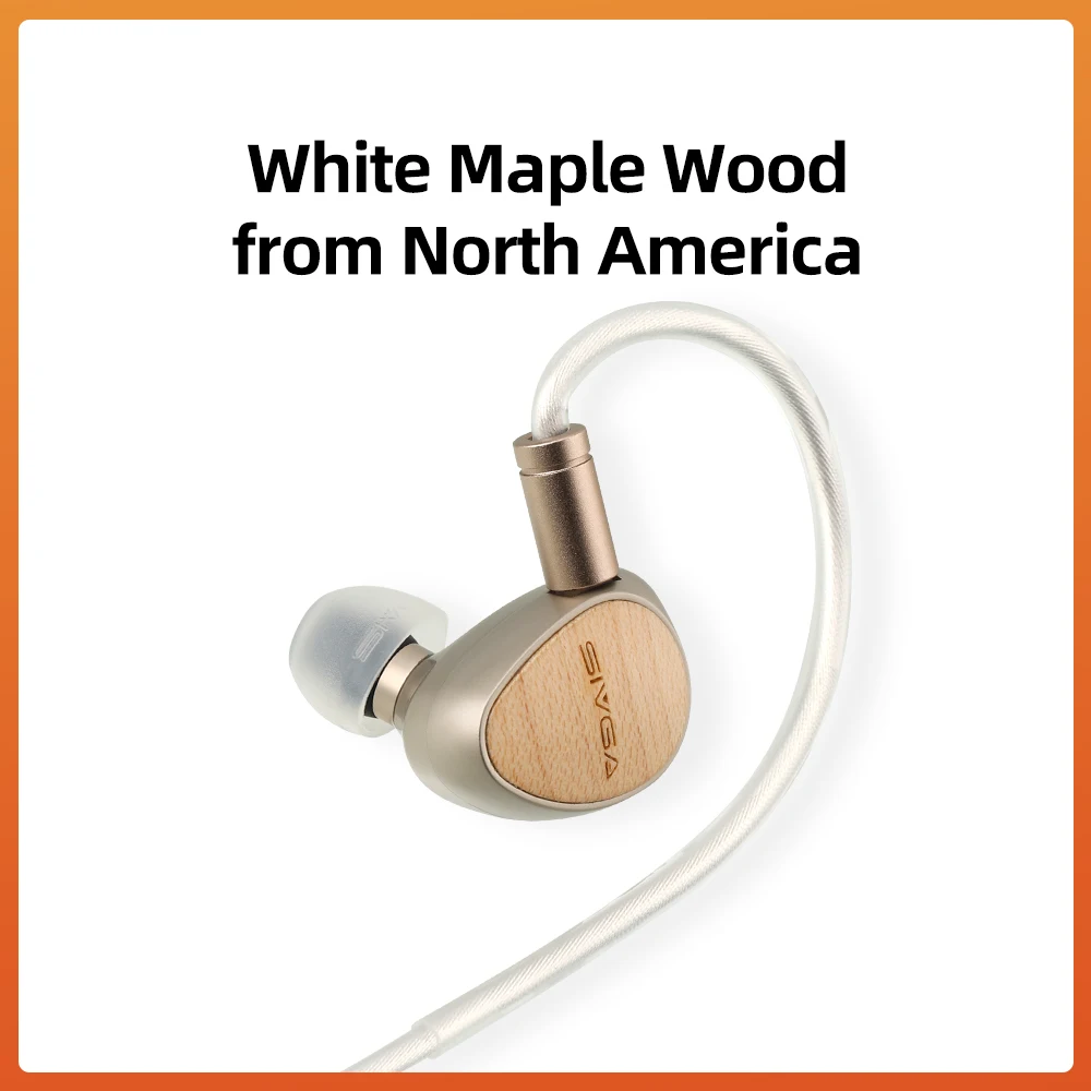 SIVGA Que-berílio diafragma fones de ouvido dinâmicos, fones de ouvido intra-auriculares de alta fidelidade, fones de ouvido branco Maple Wood Music Earpieces, 10mm