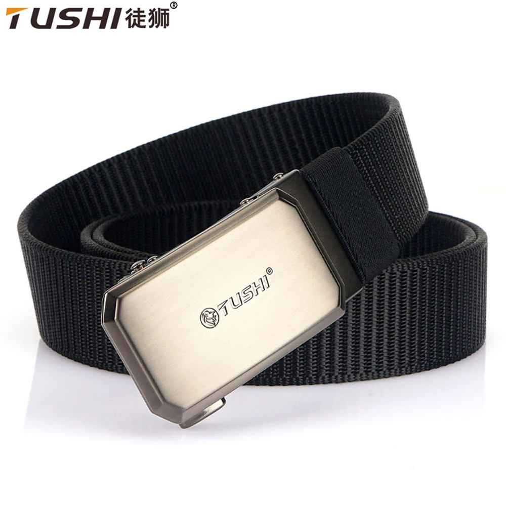 

TUSHI Hard Quick Release Alloy Pluggable Automatic Buckle Belt For Men Durable Tactical Belts Cowboy Outdoor Army Strap Hunting